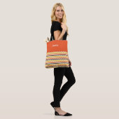 Halloween Zickzack Herbst Kürbis Name Tasche (Am Model)