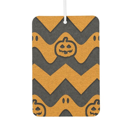 Halloween-Zickzack Muster mit Geistern und Kürbisk Autolufterfrischer (Vorderseite)