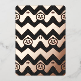 Halloween-Zickzack Muster mit Geistern und Kürbisk Folieneinladung