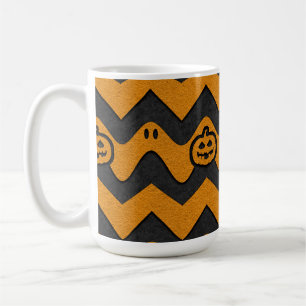 Halloween-Zickzack Muster mit Geistern und Kürbisk Kaffeetasse