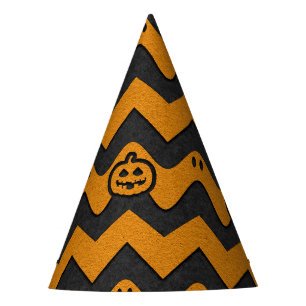 Halloween-Zickzack Muster mit Geistern und Kürbisk Partyhütchen