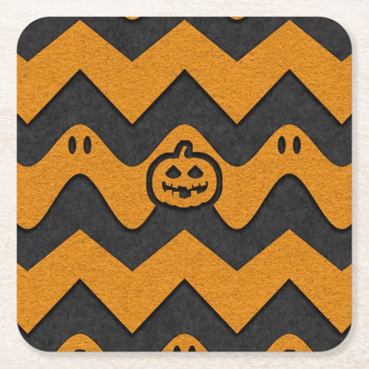 Halloween-Zickzack Muster mit Geistern und Kürbisk Rechteckiger Pappuntersetzer (Vorderseite)