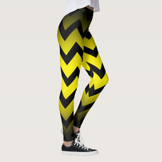 Halloween Zickzack Streifenlinien ombre gelb Leggings (Rechts)