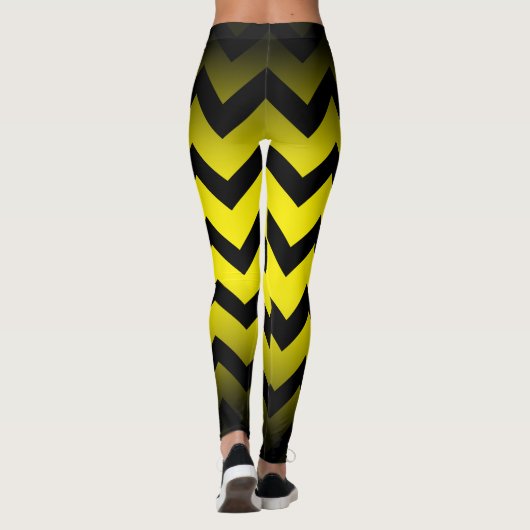 Halloween Zickzack Streifenlinien ombre gelb Leggings (Rückseite)