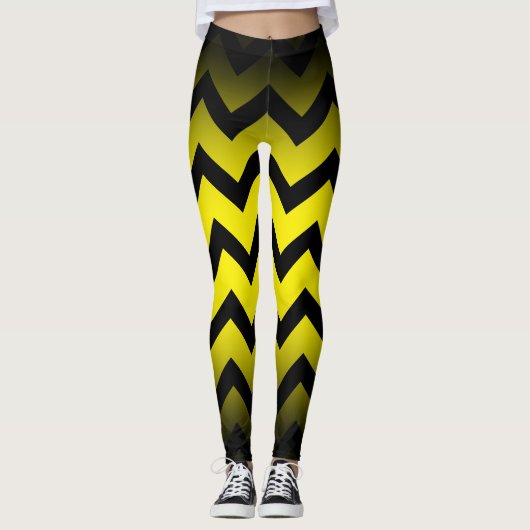 Halloween Zickzack Streifenlinien ombre gelb Leggings (Vorderseite)