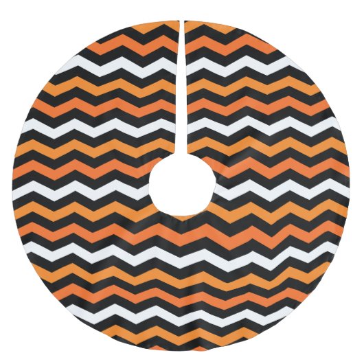 Halloween Zickzack Strip Polyester Weihnachtsbaumdecke (Vorderseite)