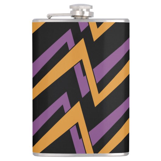 Halloween Zig Zags Orange Lila Flachmann (Vorderseite)