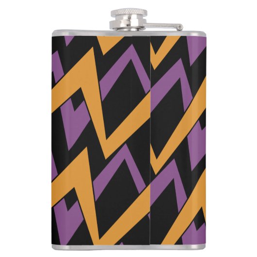 Halloween Zig Zags Orange Lila Flachmann (Rückseite)