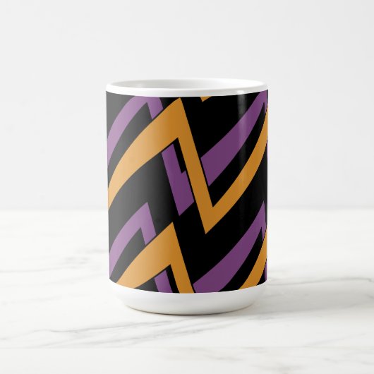 Halloween Zig Zags Orange Lila Kaffeetasse (Mittel)