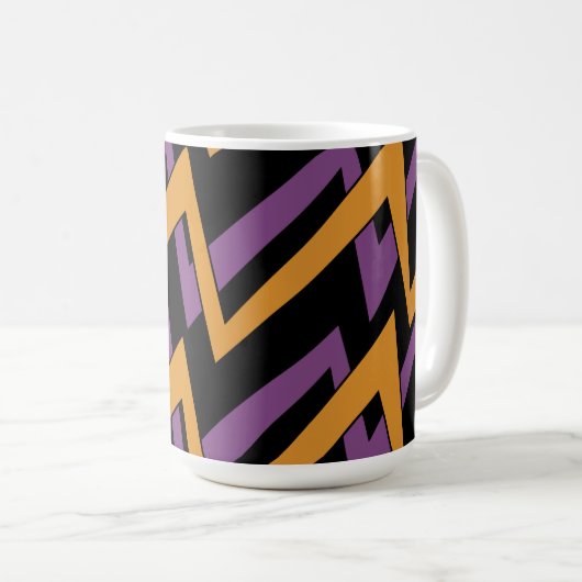 Halloween Zig Zags Orange Lila Kaffeetasse (VorderseiteRechts)