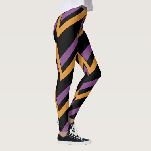 Halloween Zig Zags Orange Lila Leggings (Rechts)