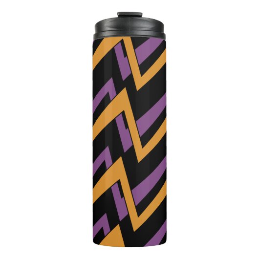 Halloween Zig Zags Orange Purple Thermosbecher (Vorderseite)