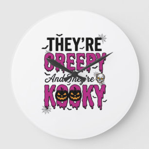 Halloween-Zitat Gruselig Kooky Spukig Vintage_1 Große Wanduhr