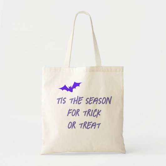 Halloween Zitat & Lila Bat Moderner Trick oder Beh Tragetasche (Vorne)