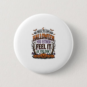 Halloween-Zitat-Shirt Vintage-Kürbis-Fledermaus-Ba Button