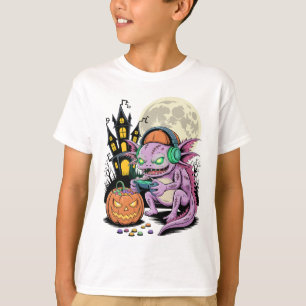 Halloween Zombie Axolotl Gamer Verzaubertes Schlos T-Shirt