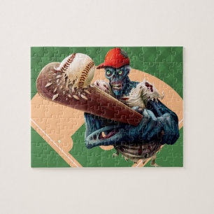 Halloween Zombie Baseball Slugger Funny Sports Puzzle