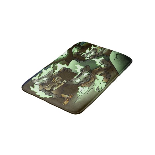 Halloween Zombie Cats Badematte (Schrägansicht)