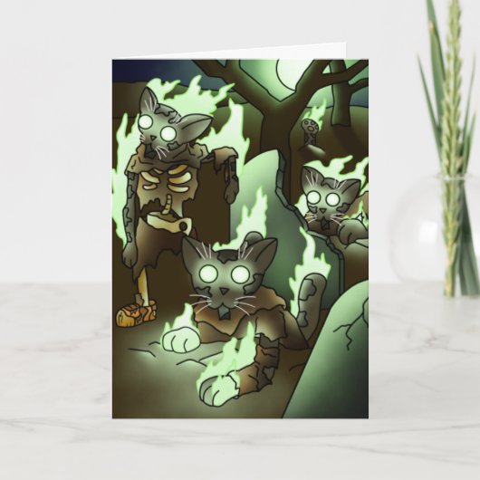 Halloween Zombie Cats Karte (Vorderseite)