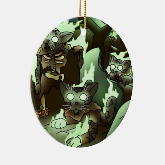 Halloween Zombie Cats Keramik Ornament (Rechts)