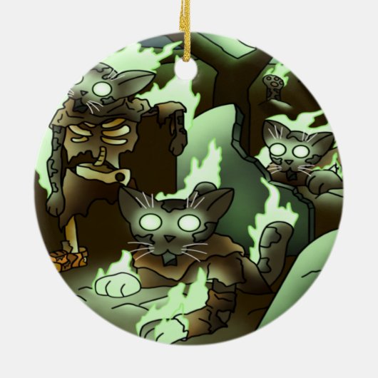 Halloween Zombie Cats Keramik Ornament (Hinten)