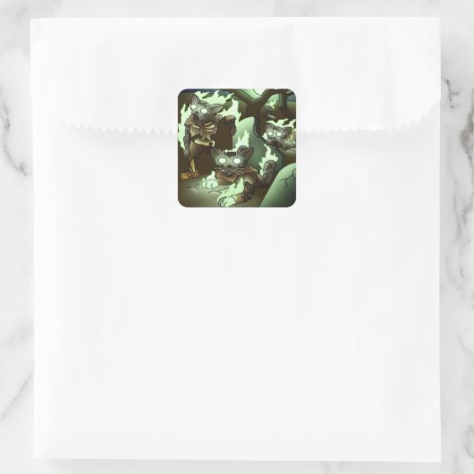 Halloween Zombie Cats Quadratischer Aufkleber (Tasche)