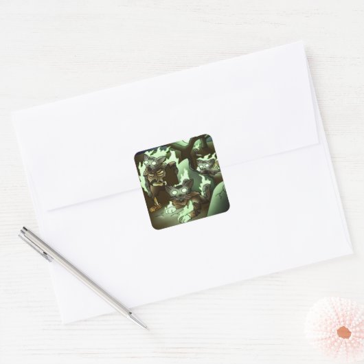 Halloween Zombie Cats Quadratischer Aufkleber (Umschlag)