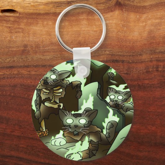 Halloween Zombie Cats Schlüsselanhänger (Vorderseite)