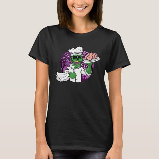 Halloween Zombie Chef Chef Brain Kitchen T-Shirt (Vorderseite)