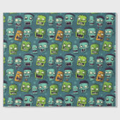 Halloween zombie design with green background geschenkpapier (Flach)