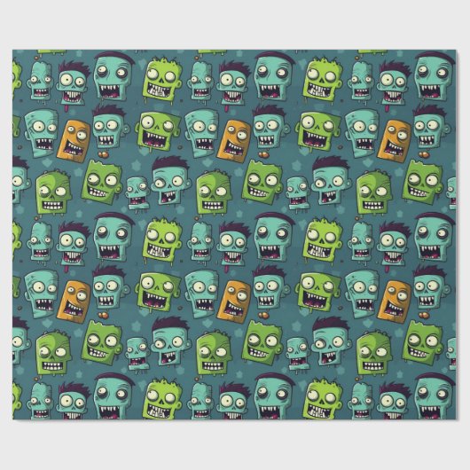 Halloween zombie design with green background geschenkpapier (Flach)