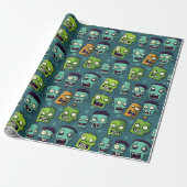 Halloween zombie design with green background geschenkpapier (Ungerollt)