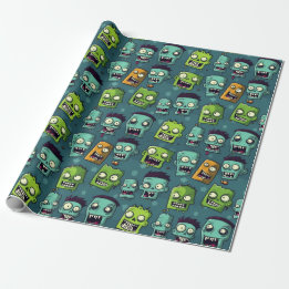 Halloween zombie design with green background geschenkpapier