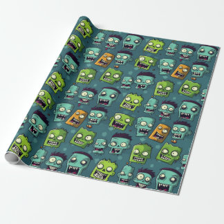 Halloween zombie design with green background geschenkpapier