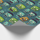 Halloween zombie design with green background geschenkpapier (Ecke)