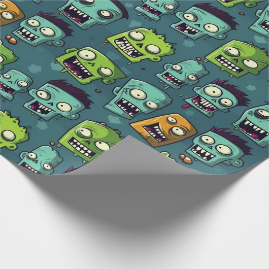 Halloween zombie design with green background geschenkpapier (Ecke)