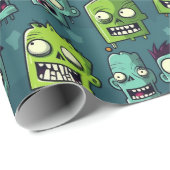 Halloween zombie design with green background geschenkpapier (Rolleneckpunkt)
