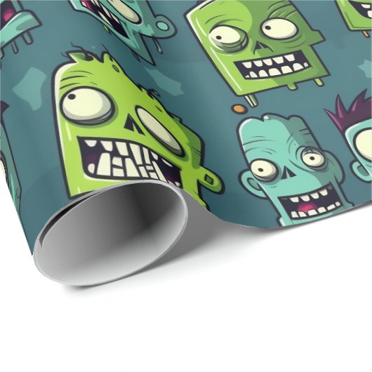 Halloween zombie design with green background geschenkpapier (Rolleneckpunkt)