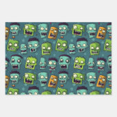 Halloween zombie design with green background geschenkpapier set (Vorderseite 2)