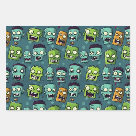 Halloween zombie design with green background geschenkpapier set (Vorderseite 2)
