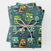 Halloween zombie design with green background geschenkpapier set (Beispiel)