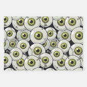 Halloween Zombie Eyes Brains Cartoon Pattern Party Geschenkpapier Set (Vorderseite 3)