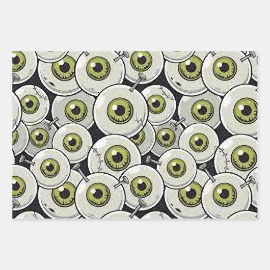Halloween Zombie Eyes Brains Cartoon Pattern Party Geschenkpapier Set (Vorderseite 3)