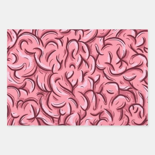 Halloween Zombie Eyes Brains Cartoon Pattern Party Geschenkpapier Set (Vorderseite 2)