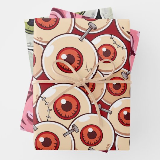 Halloween Zombie Eyes Brains Cartoon Pattern Party Geschenkpapier Set (Beispiel)