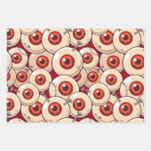 Halloween Zombie Eyes Brains Cartoon Pattern Party Geschenkpapier Set (Vorderseite)