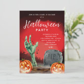 Halloween Zombie Friedhof Party Einladung (Stehend Vorderseite)