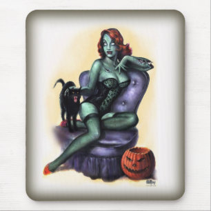 Halloween-Zombie-Girl Pin Up Mousepad