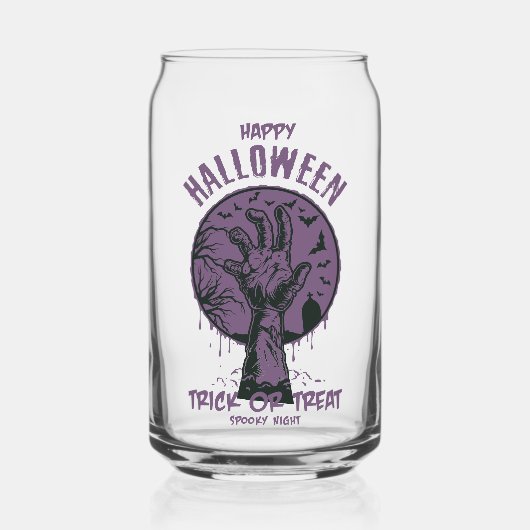 Halloween-Zombie-Hand-Glas – Süßes oder Saures Dosenglas (Vorderseite)