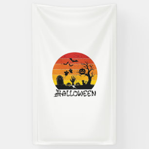 Halloween Zombie Hand Grabstein Baum Schwarze Katz Banner